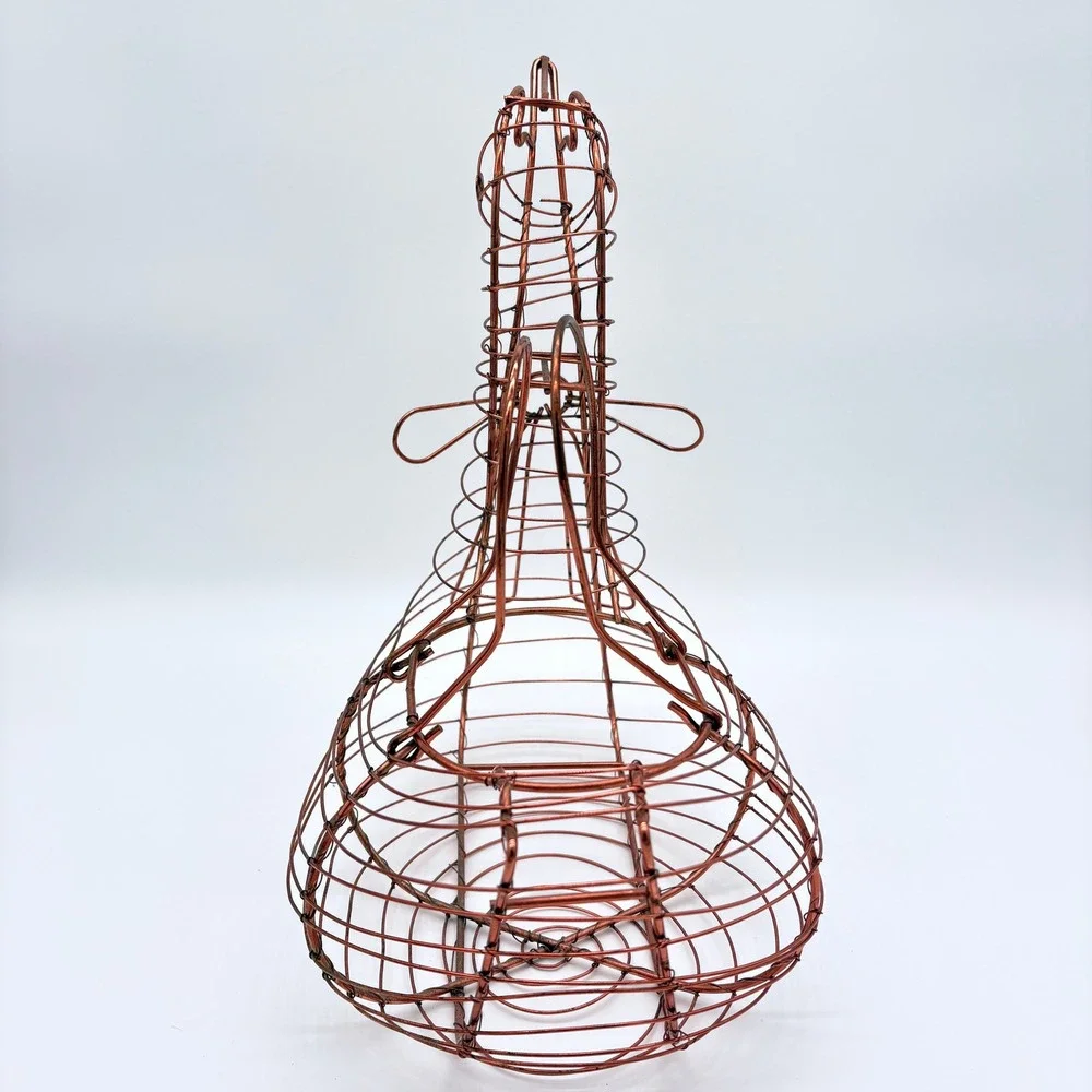 Vintage Copper Wire Duck Egg Basket Farmhouse Rustic Country Kitchen Egg Holder